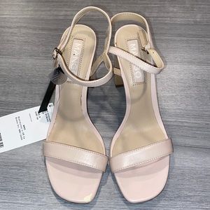 MANGO light pink block heels size 8 NWT (Some flaws)